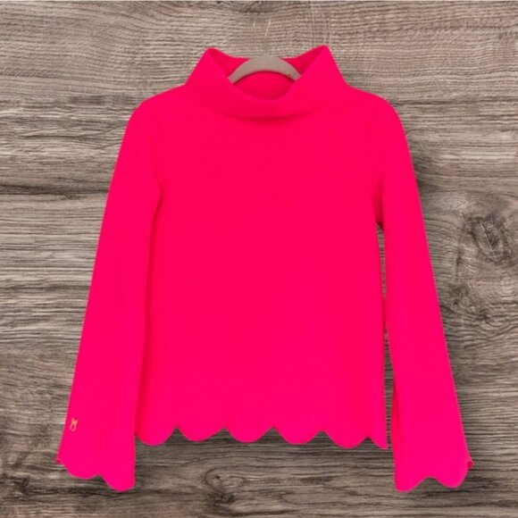 Dudley Stephens Sutton Scallop Turtleneck Neon Pink Vello Fleece XS NWT - Picture 1 of 7